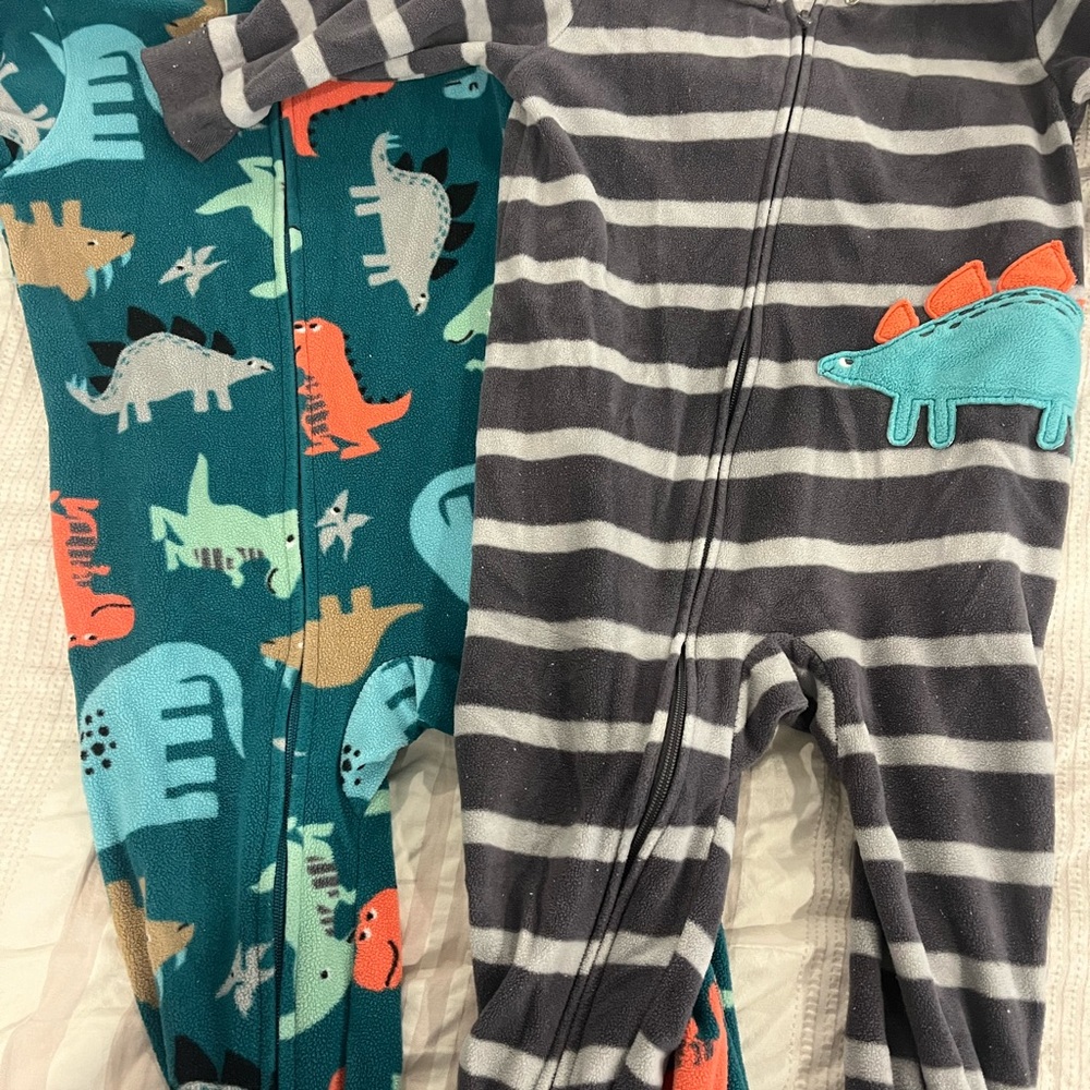 Carter's Kids Pajamas - Gray and Teal Dinosaur Print